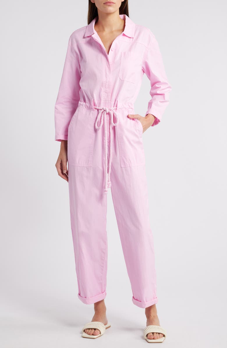 MANGO Nonstretch Denim Jumpsuit, Main, color, 