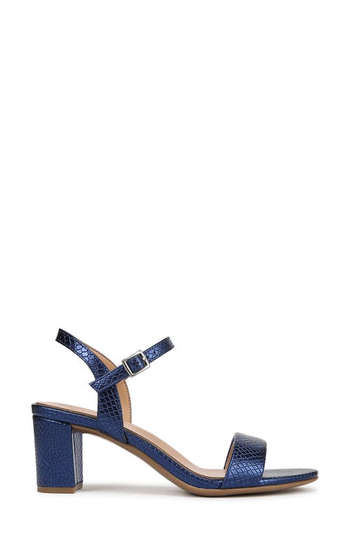 Naturalizer Bristol Block Heel Ankle Strap Sandal In Blue Metallic Snake Print