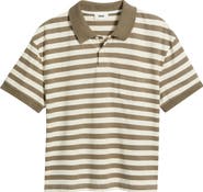 Elwood Stripe Distressed Crop Cotton Polo