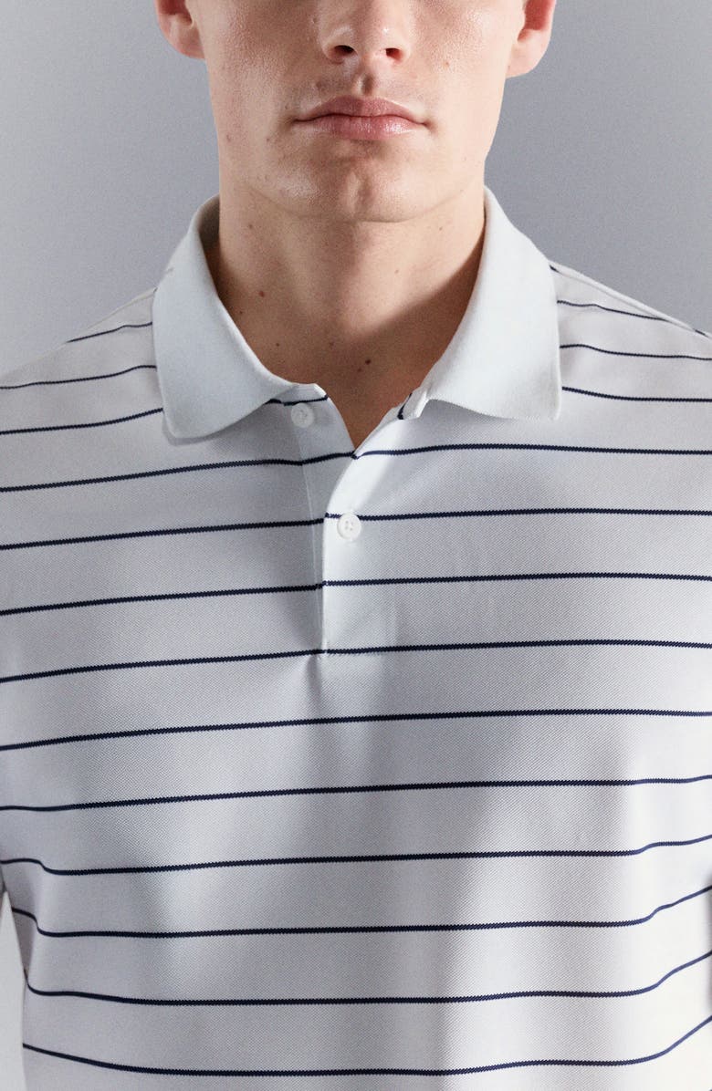 MANGO Slim Fit Stripe CoolMax<sup>®</sup> Piqué Polo, Alternate, color, White