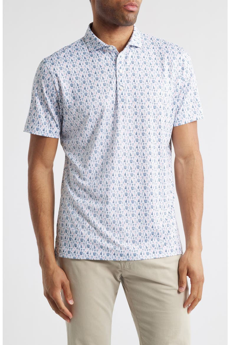 Manhatty Libations Print PREP-FORMANCE Golf Polo, Main, color, WHITE