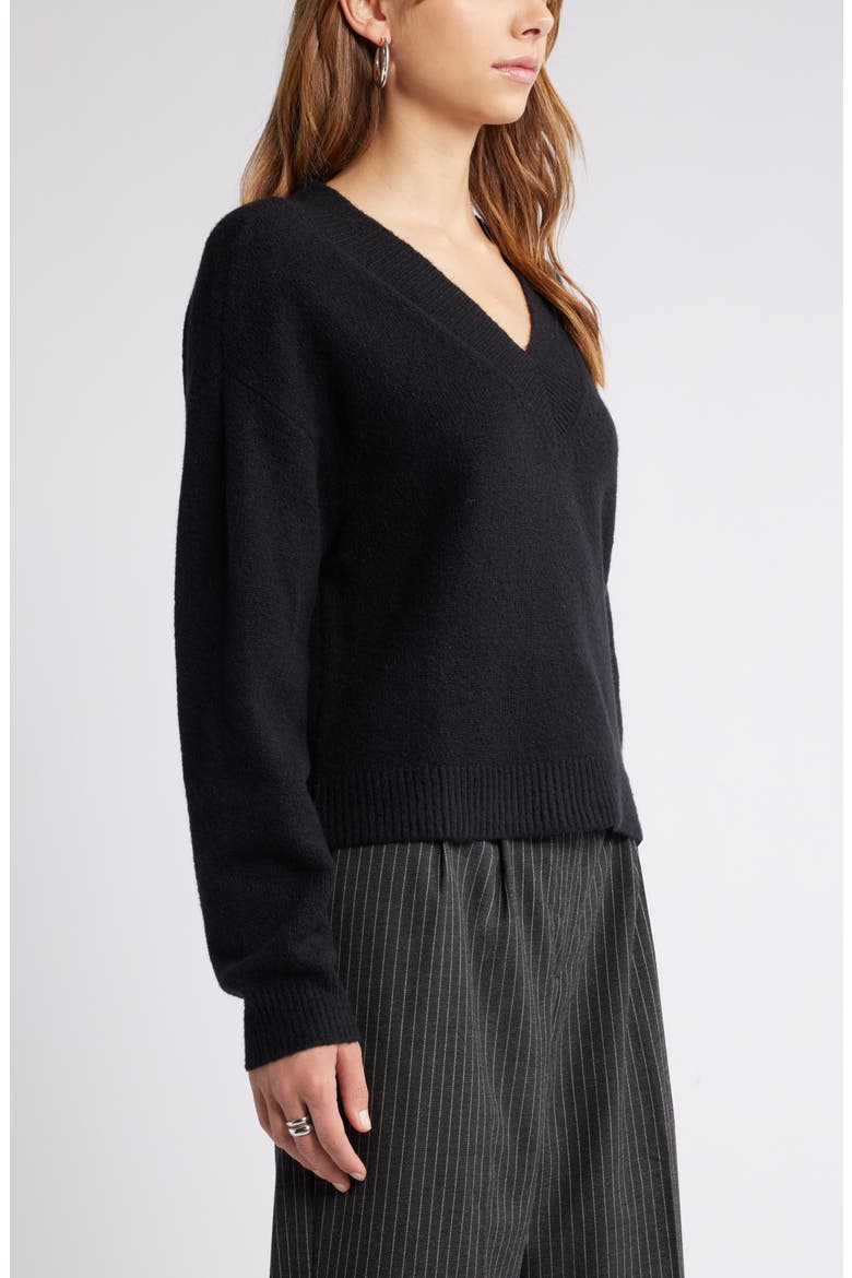 V-Neck Sweater, Alternate, color, BLACK