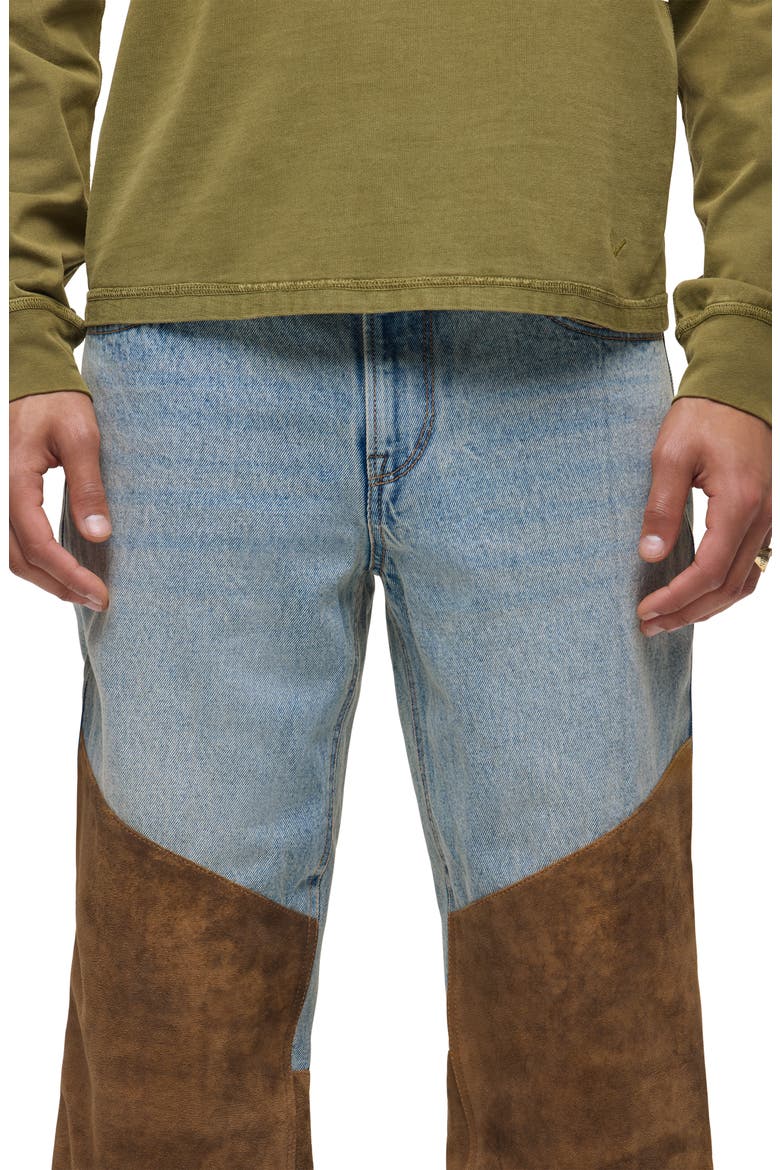 Relaxed Fit Denim & Suede Work Pants, Alternate, color, MONROE