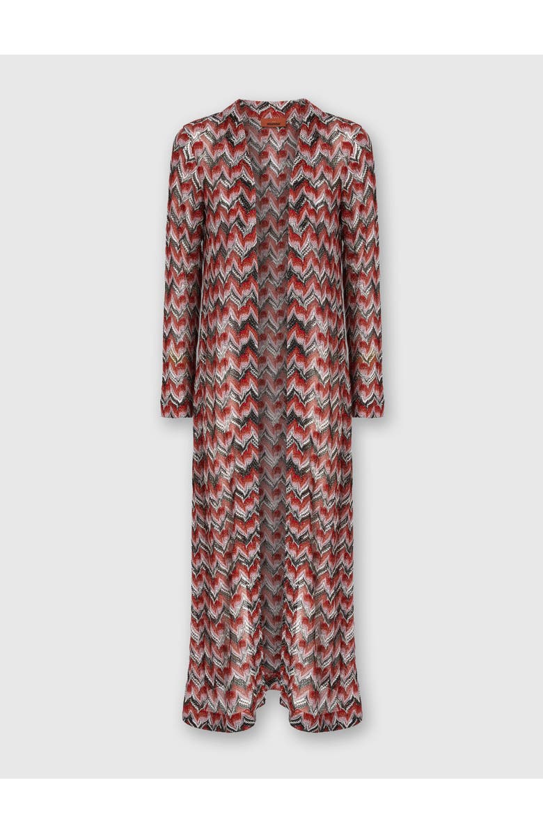 Missoni Long Cardigan In Embroidered Lace, Main, color, Black & Red