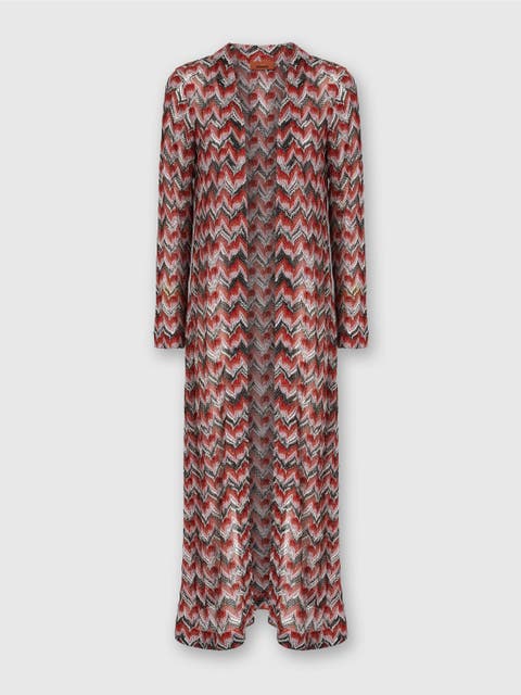 Long Cardigan In Embroidered Lace