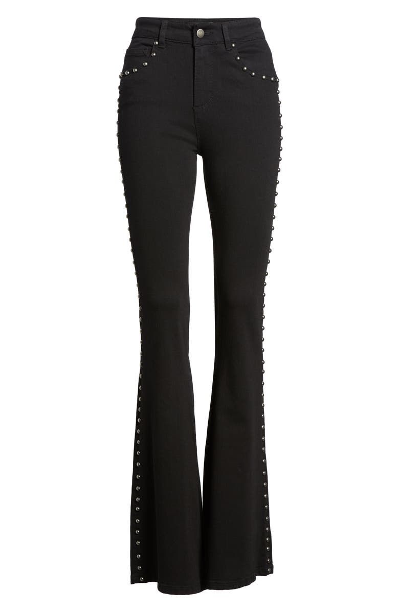 AFRM Stud Flare Jeans, Alternate, color,