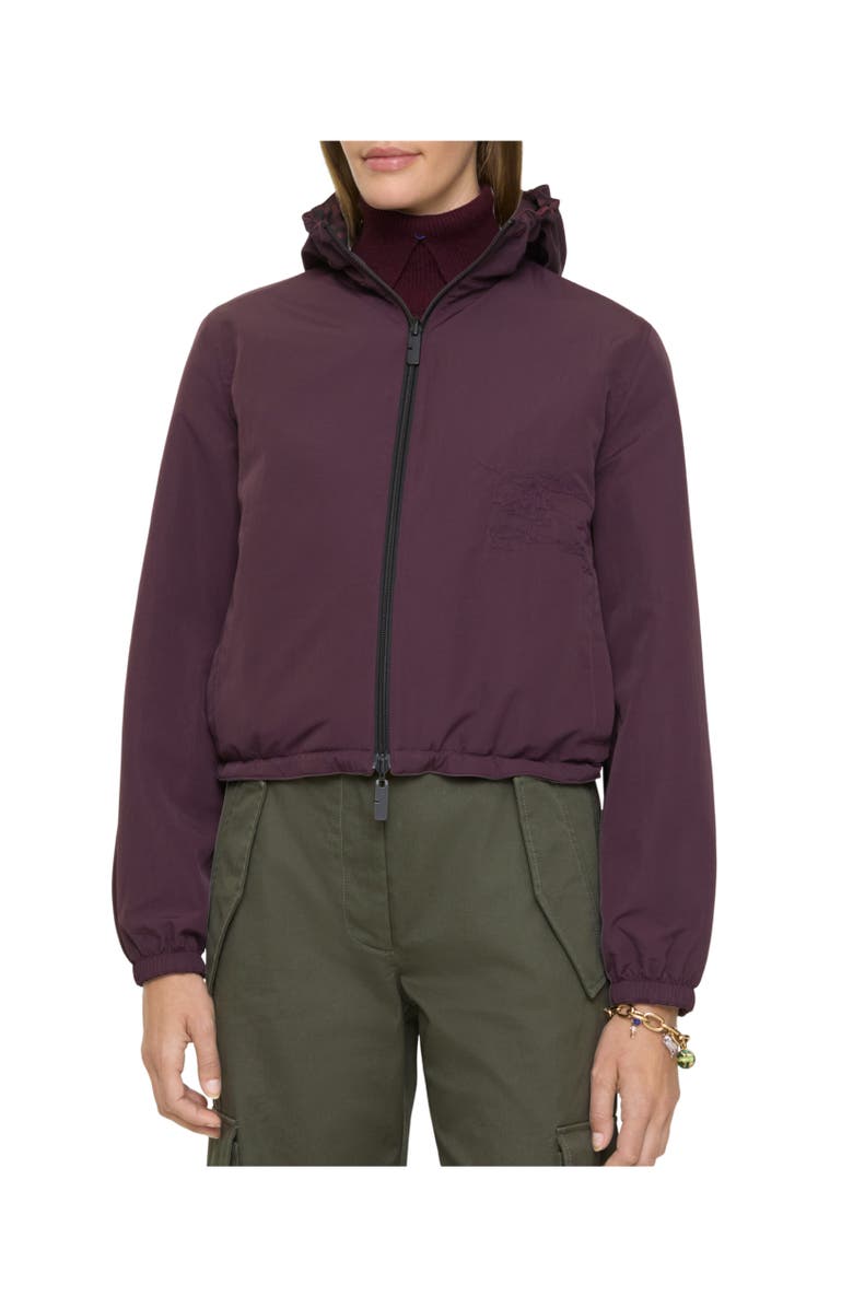 Burberry Cropped Reversible Check Jacket, Alternate, color, Wine Red