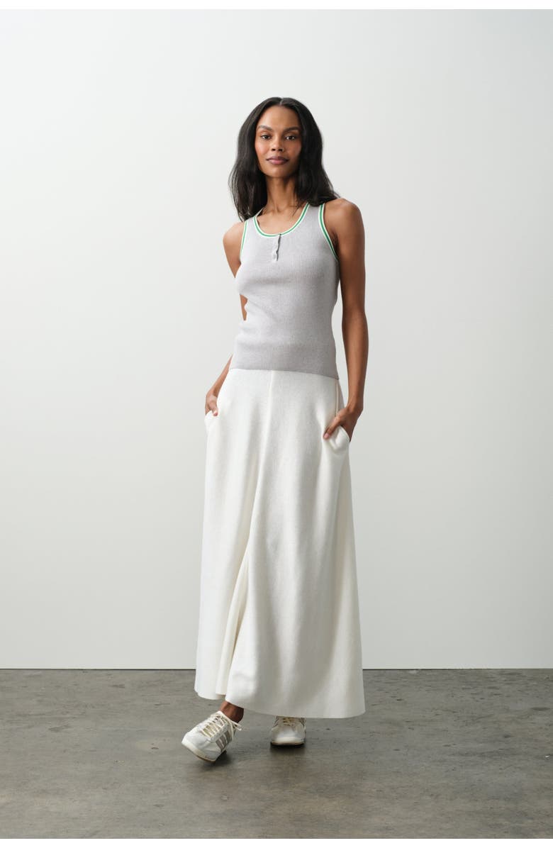 NAKED CASHMERE Justine Cotton Cashmere Maxi Skirt, Main, color, Ecru