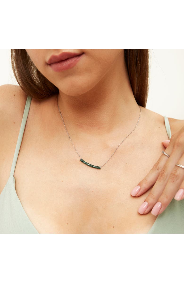 Spero London Sterling Silver Concave Bar Necklace - Green, Alternate, color, Silver