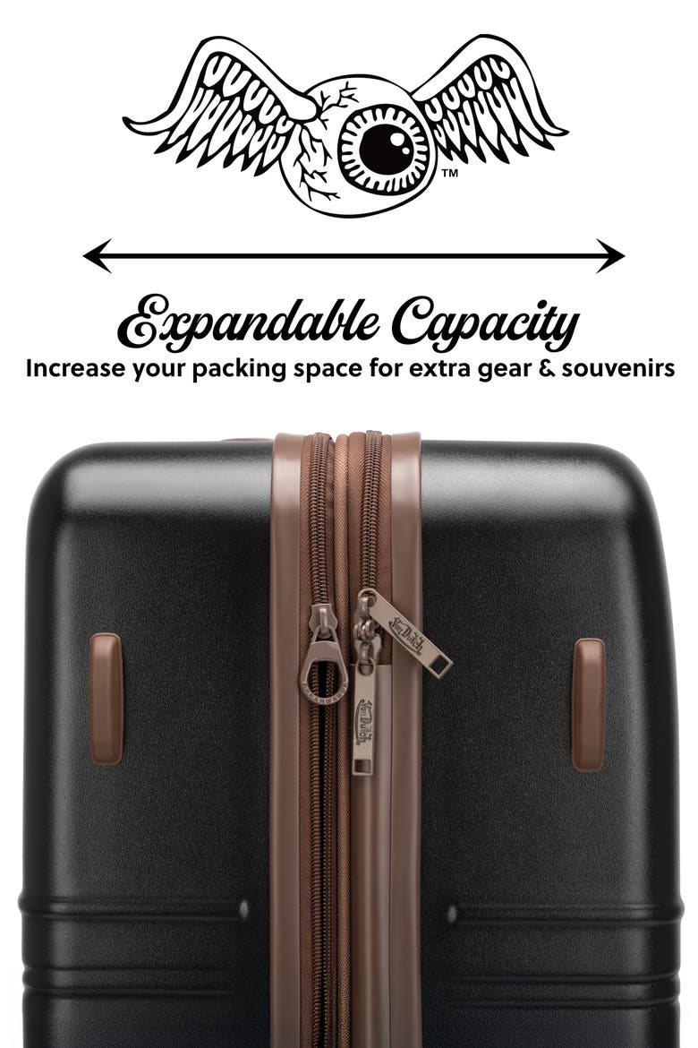 Retro Trek 3-Piece Expandable Hardside Spinner Luggage Set, Alternate, color, Black