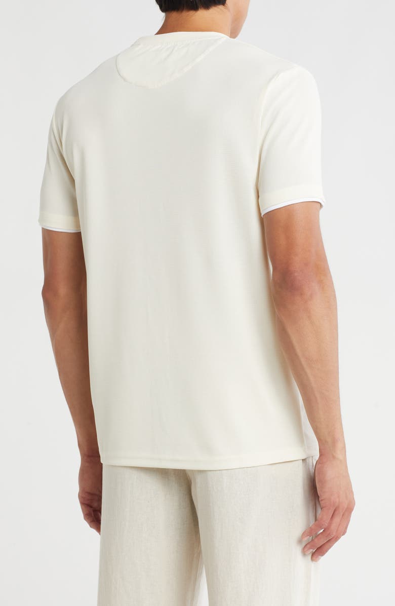 DENIM AND FLOWER Textured Double Layered Crewneck T-Shirt, Alternate, color, Cream