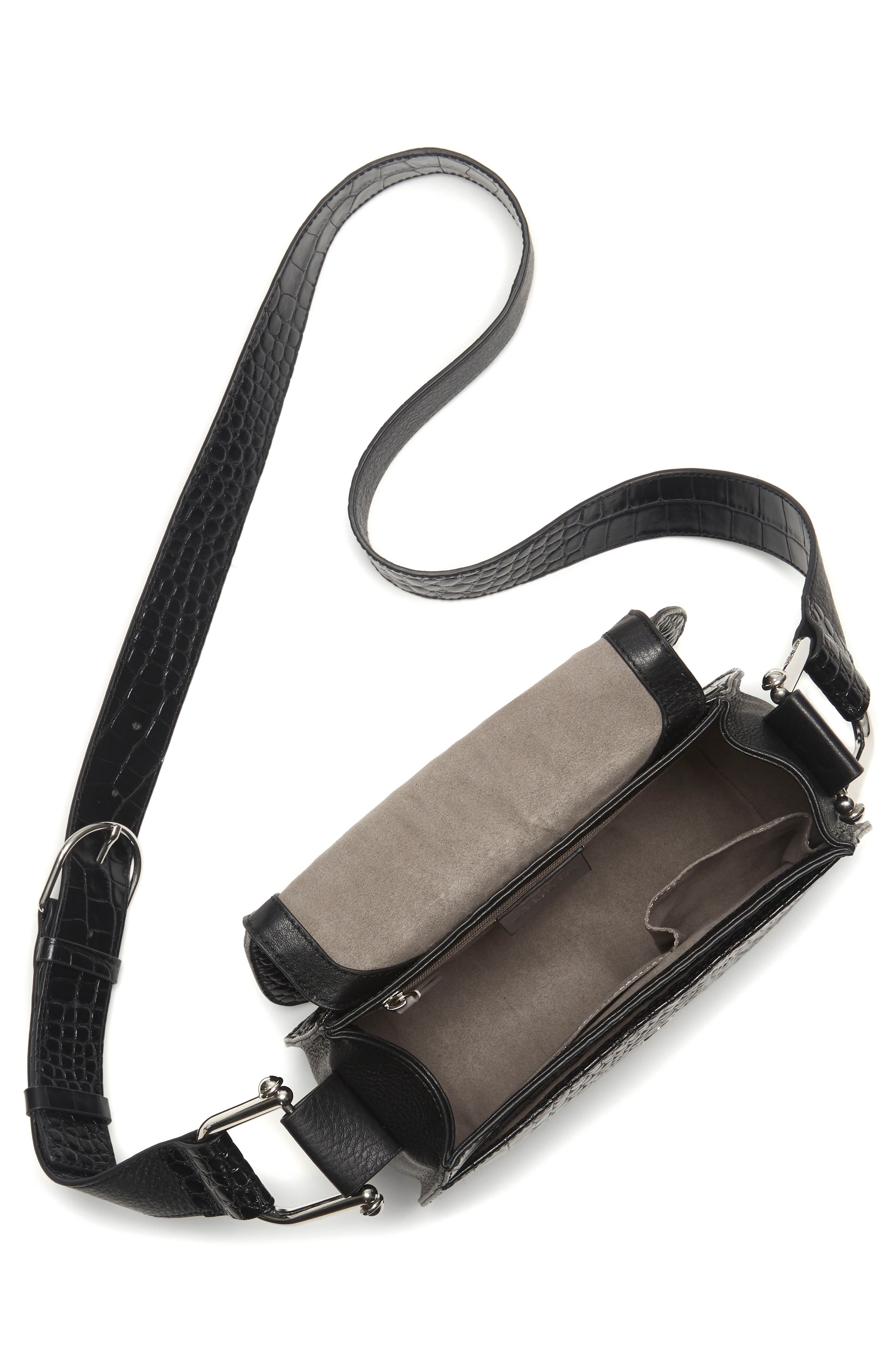 Vince Camuto Tal Croc Embossed Leather Shoulder Bag, Alternate, color, 