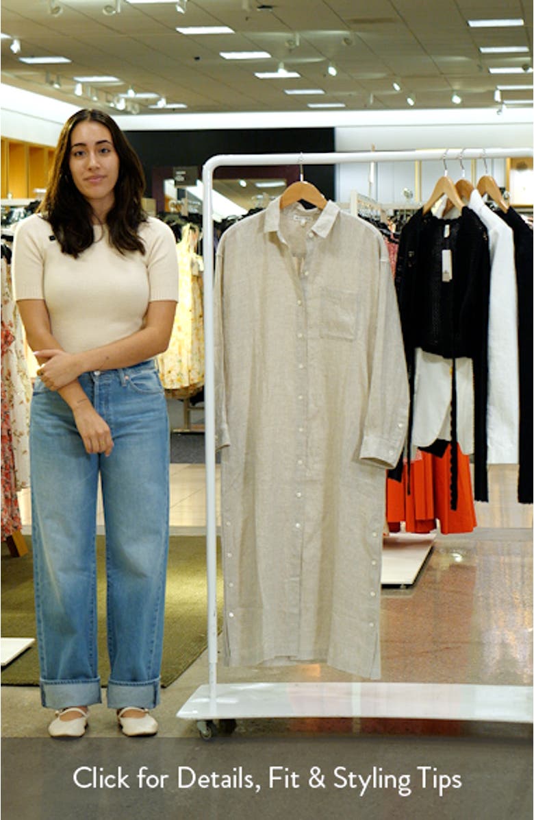 Long Sleeve Linen Midi Shirtdress, sales video thumbnail