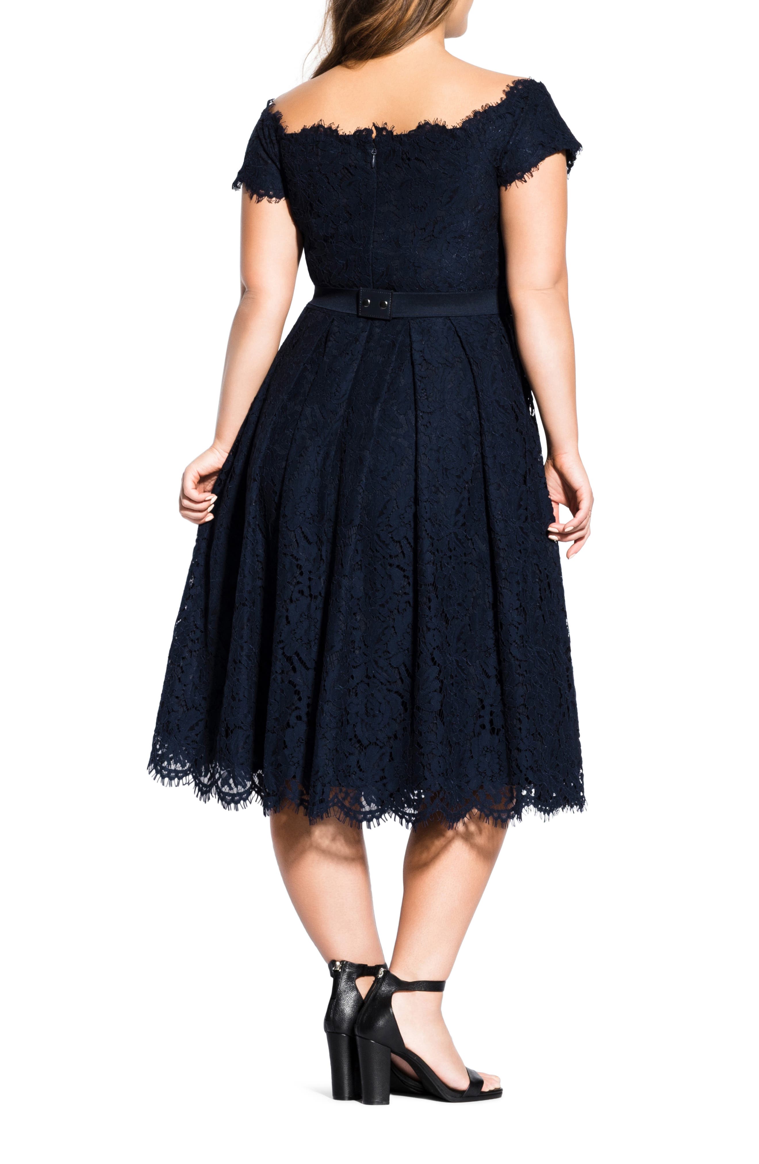 City Chic Off the Shoulder Lace Dreams Dress (Women) | Nordstromrack