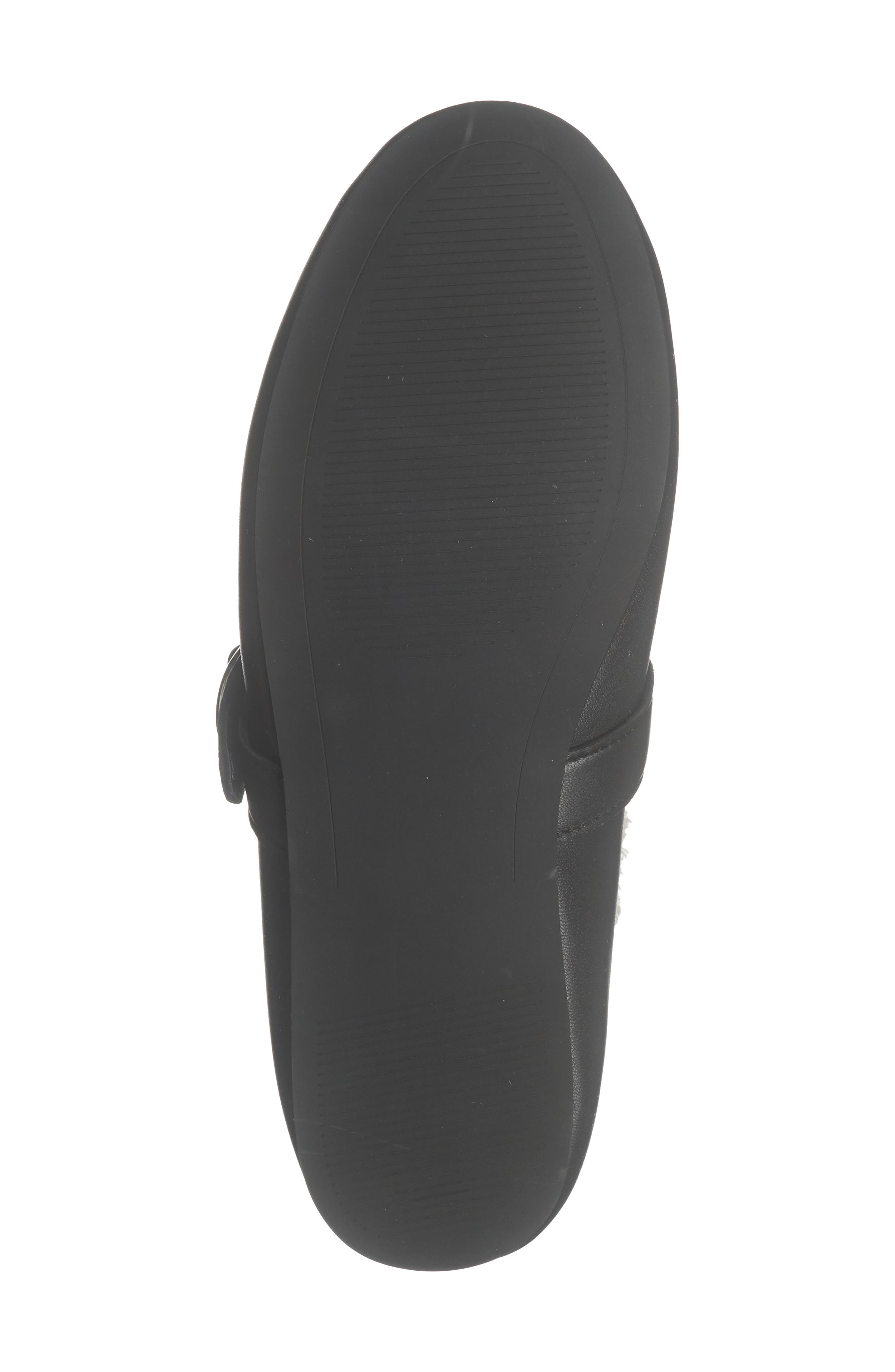 Steve Madden Lodge Faux Shearling Lined Mary Jane Flat, Alternate, color, Black Leather