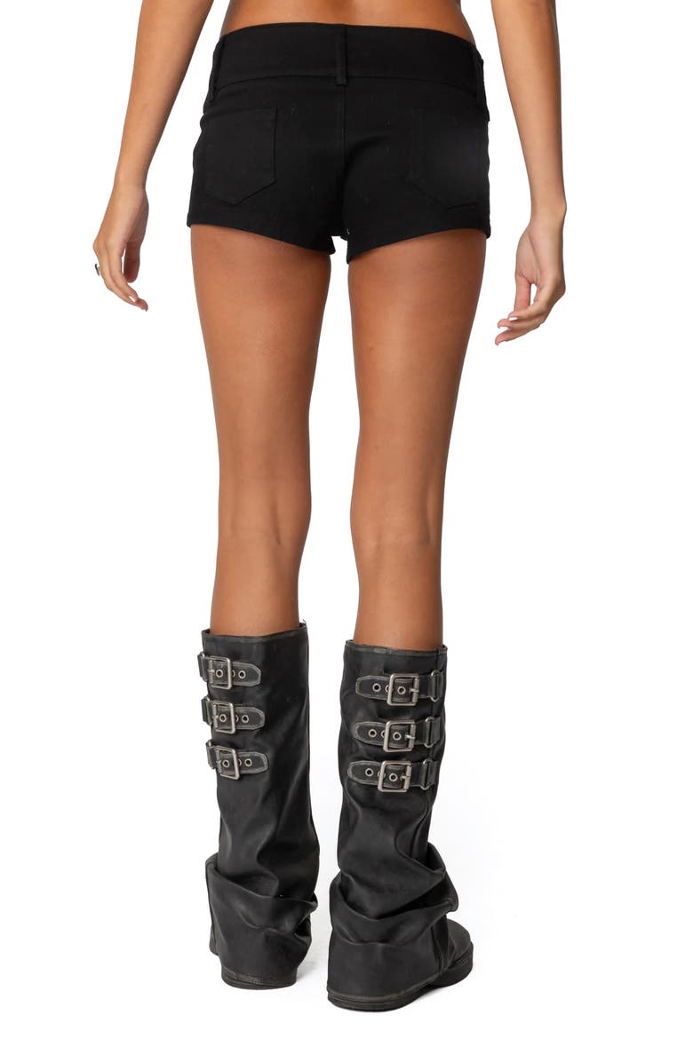 Belted Stretch Cotton Micro Shorts, Alternate, color, BLACK