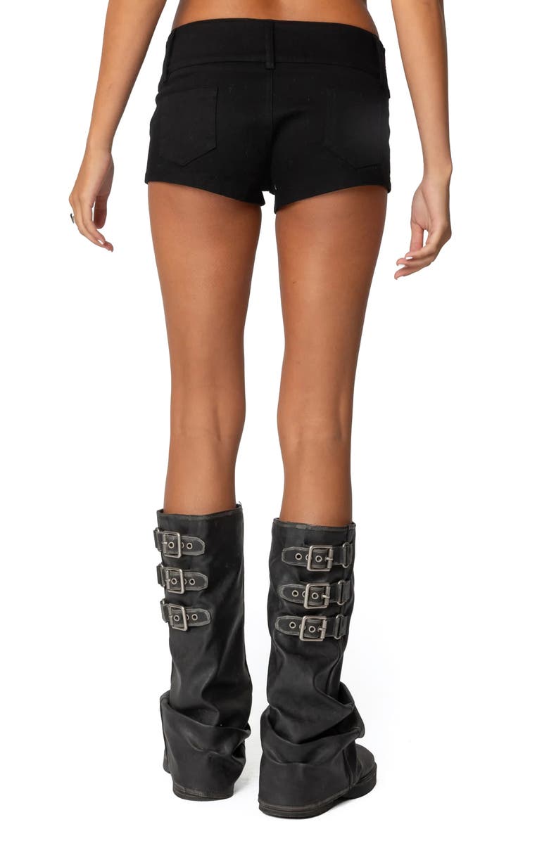 EDIKTED Belted Stretch Cotton Micro Shorts, Alternate, color, Black