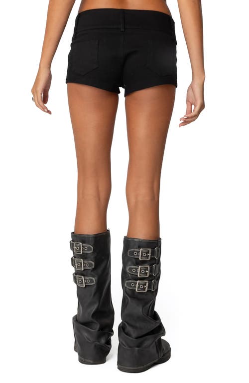 Shop Edikted Belted Stretch Cotton Micro Shorts In Black