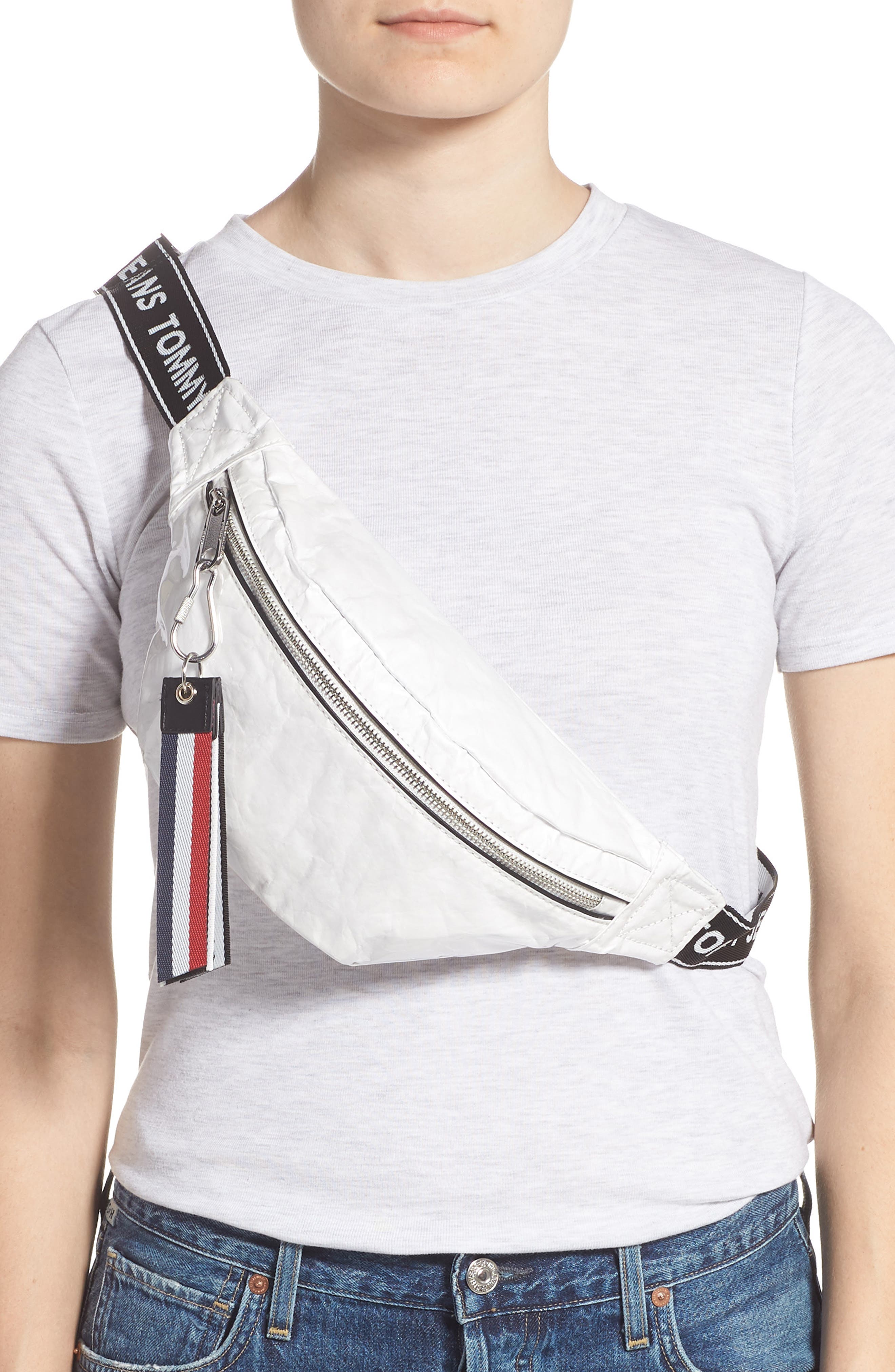 Logo Tape Belt Bag, Alternate, color, BRIGHT WHITE