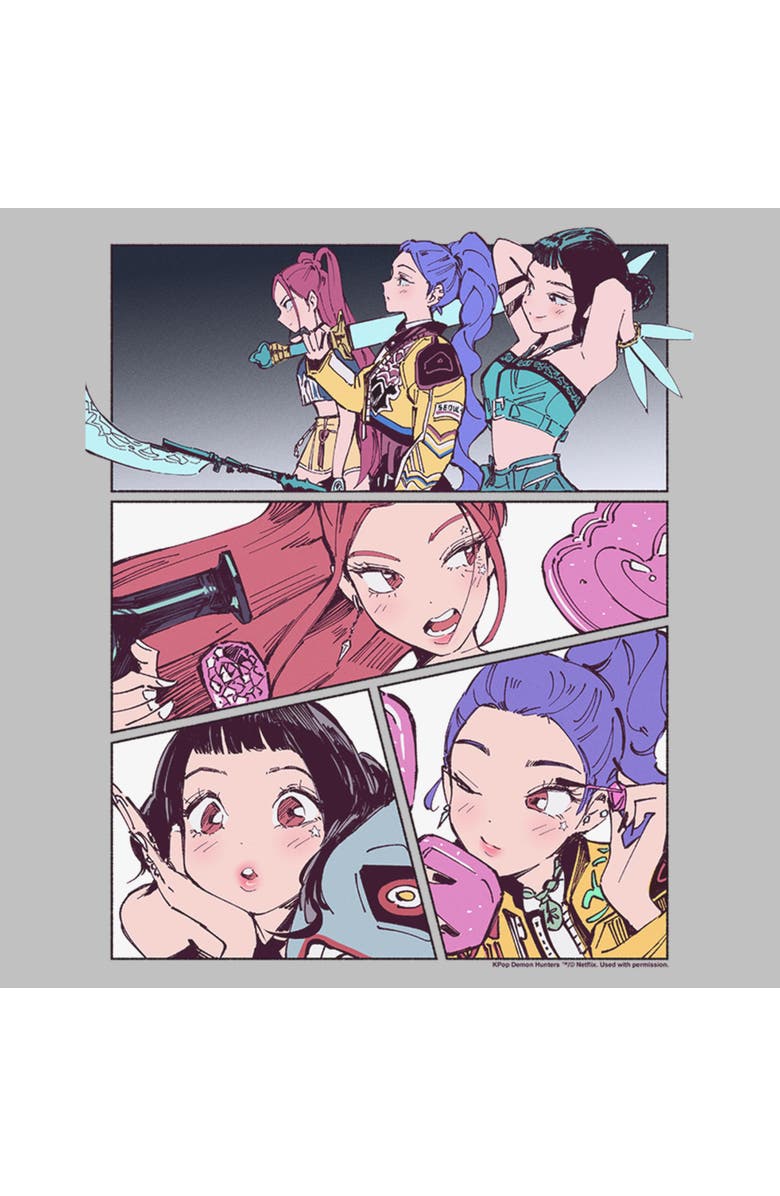 KPop Demon Hunters Women's KPop Demon Hunters Huntrix Manhwa Panels  Graphic T-Shirt, Alternate, color, Athletic Heather