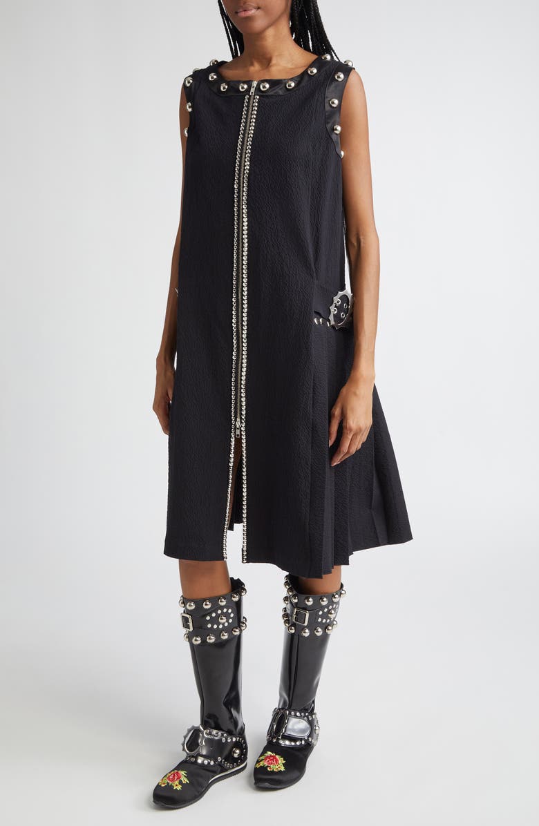 Chopova Lowena Cassidy Studded Seersucker Dress, Alternate, color, 