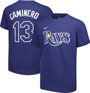 Nike Youth Nike Junior Caminero Navy Tampa Bay Rays Name & Number T-Shirt