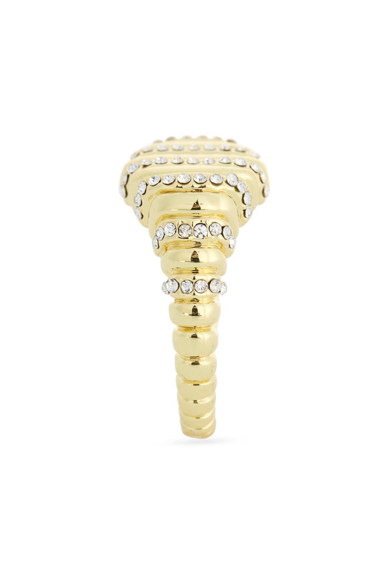 Pavé CZ Oval Signet Ring, Alternate, color, CLEAR/ GOLD