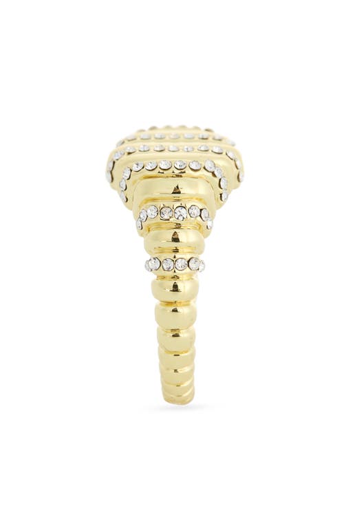 Covet Pavé Cz Oval Signet Ring In Gold