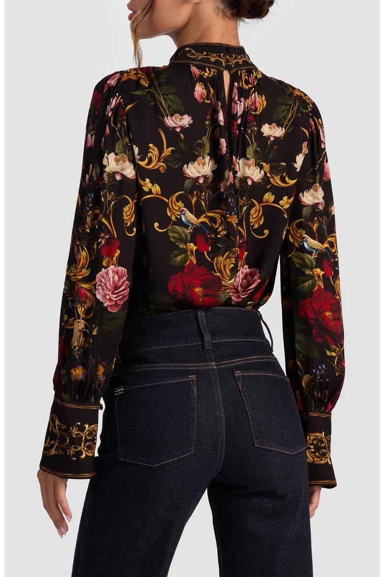 Marion Mock Neck Floral Blouse, Alternate, color, EVERMINE