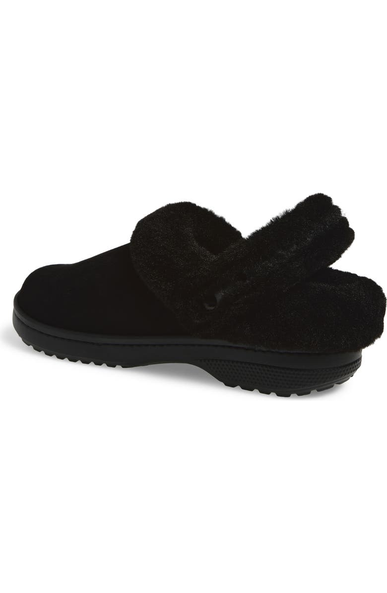 CROCS Unfurgettable Faux Suede & Faux Fur Clog, Alternate, color, Black