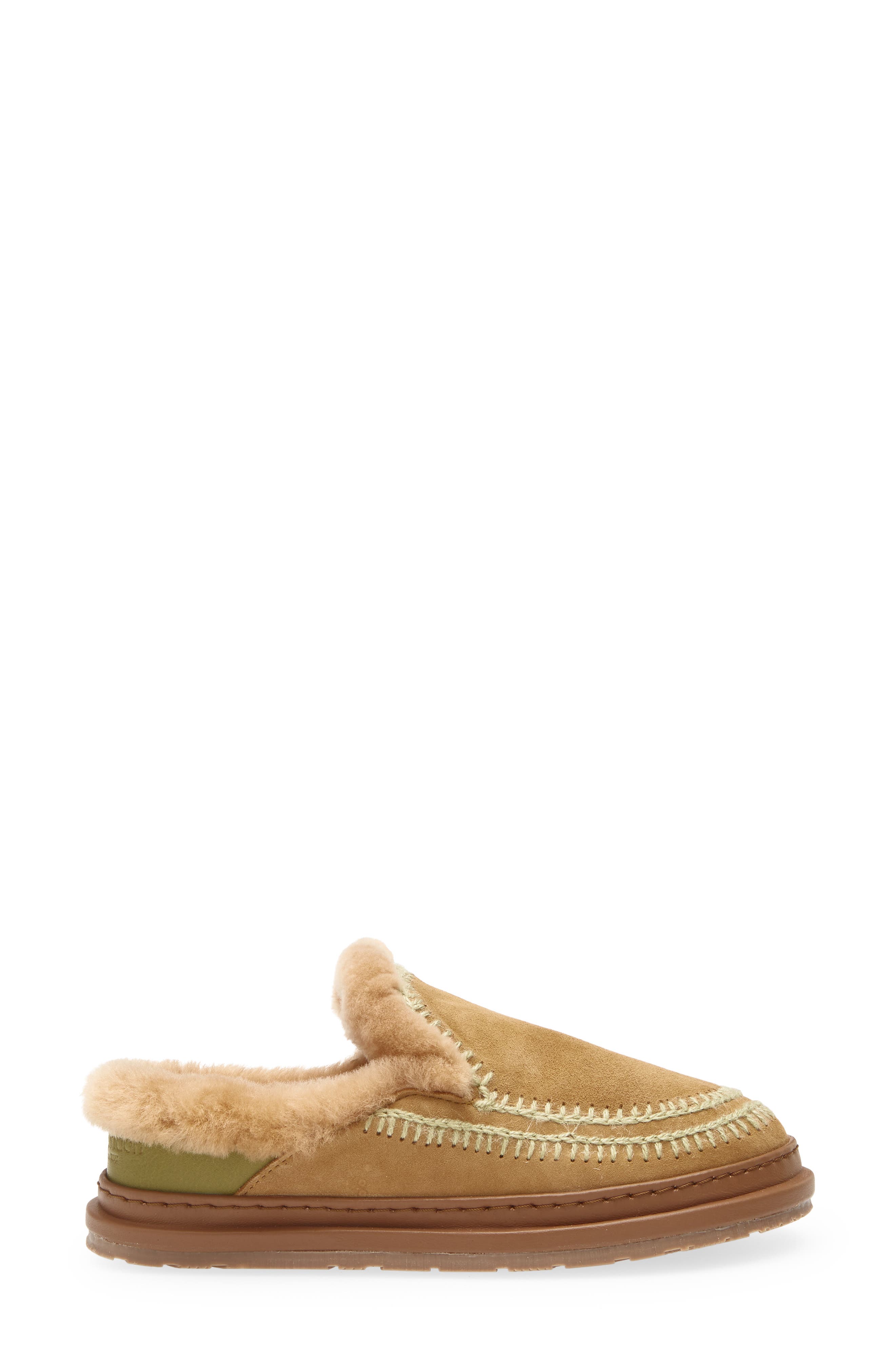 Jun 4.1 Genuine Shearling Lined Slipper, Alternate, color, SAFFRON SUEDE / OLIVE