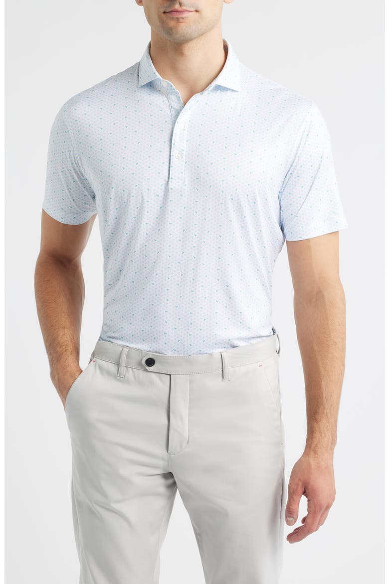 Backcourt Shuttlecock Print Featherweight Performance Polo, Main, color, WHITE