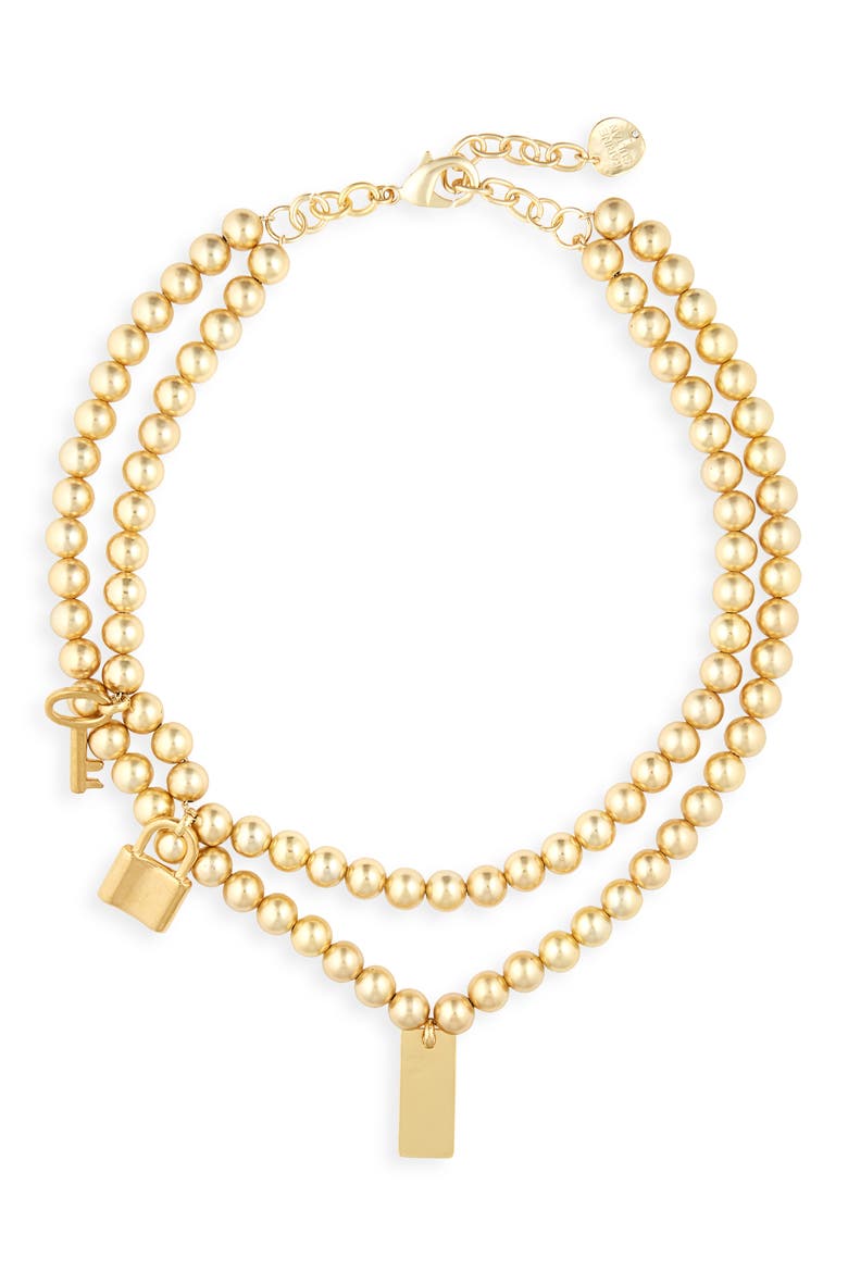 Beaded Layered Necklace, Main, color, GOLD