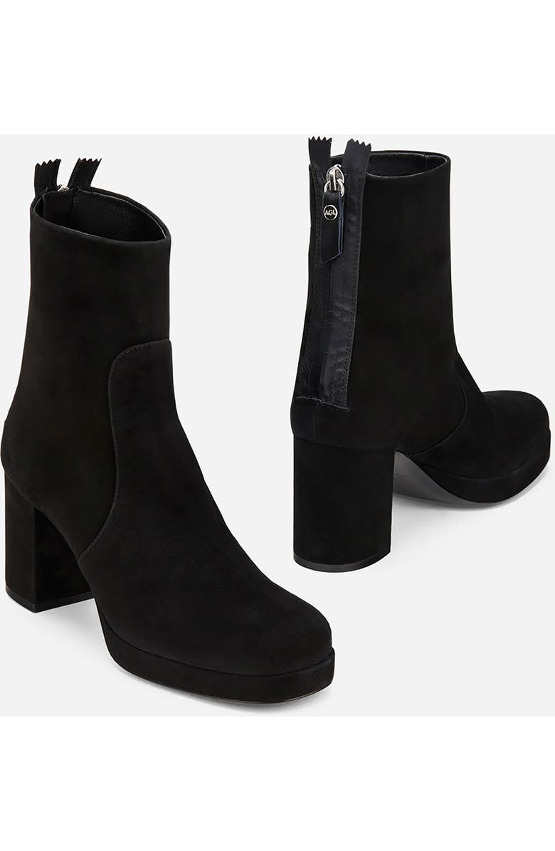 AGL Betty Heeled Velour Bootie, Alternate, color, Black