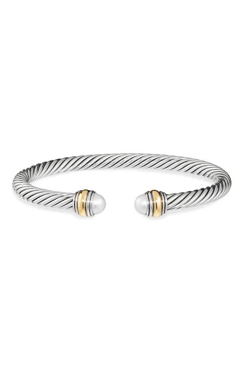 Classic Cable Bracelet in Sterling Silver with 14K Yellow Gold, 5mm