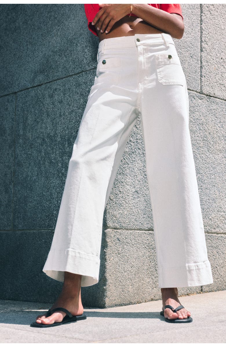 H&M Wide High Ankle Jeans, Alternate, color, White