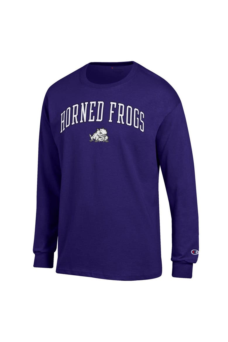 Men's Champion  Purple TCU Horned Frogs Arch Over Logo Long Sleeve T-Shirt, Alternate, color, Purple