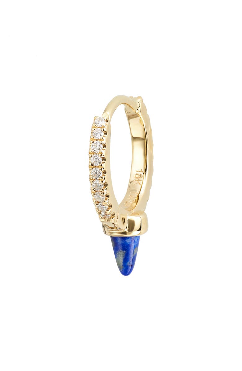 MARIA TASH 18K Gold Pavé Diamond Lapis Lazuli Spike Hoop Single Earring, Alternate, color, 