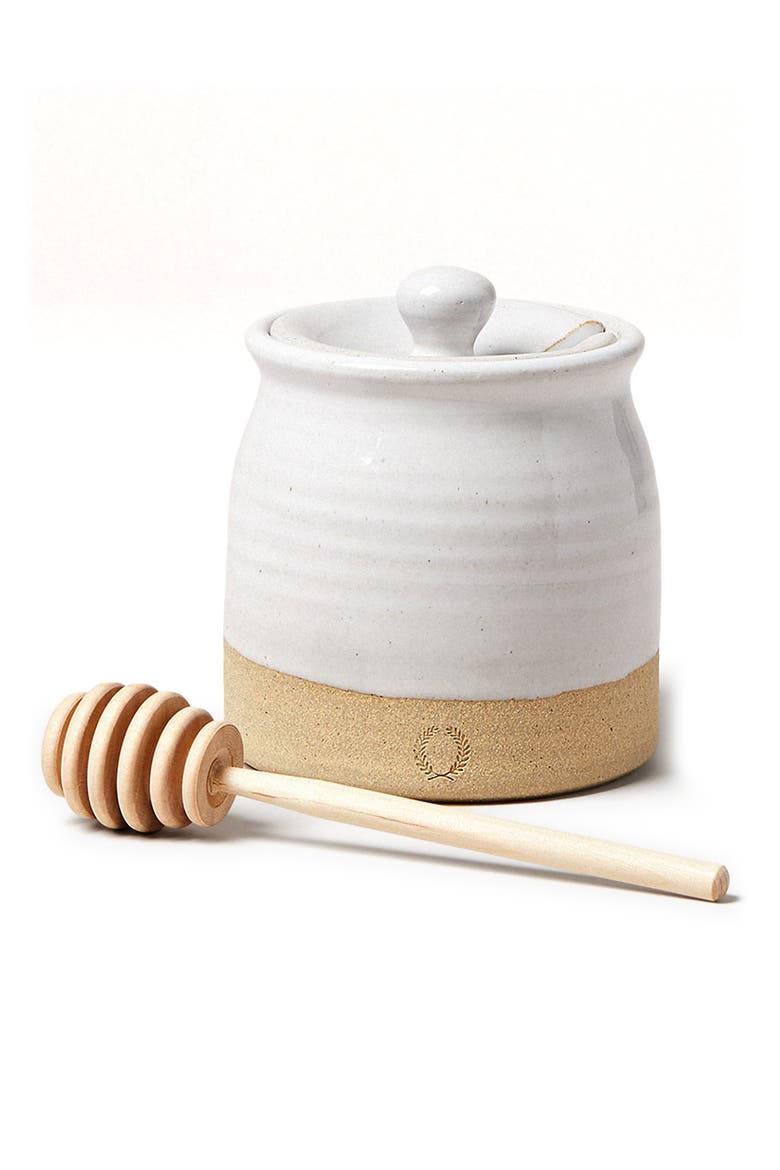 Beehive Honey Pot & Dipper, Main, color, WHITE