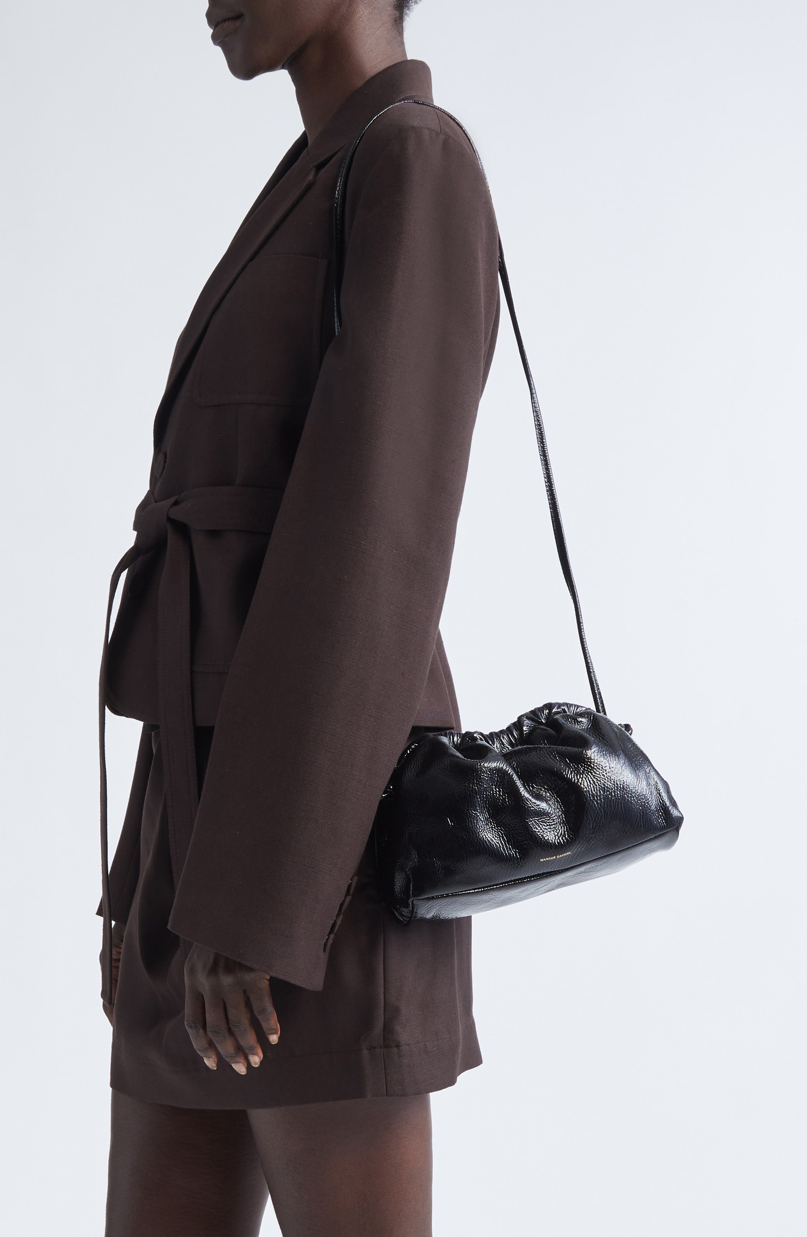 Mansur Gavriel Mini Cloud Leather Clutch, Alternate, color, Black Flamma