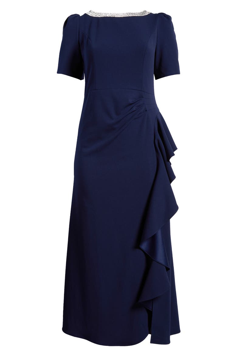 Embellished Ruffle Gown, Alternate, color, NAVY