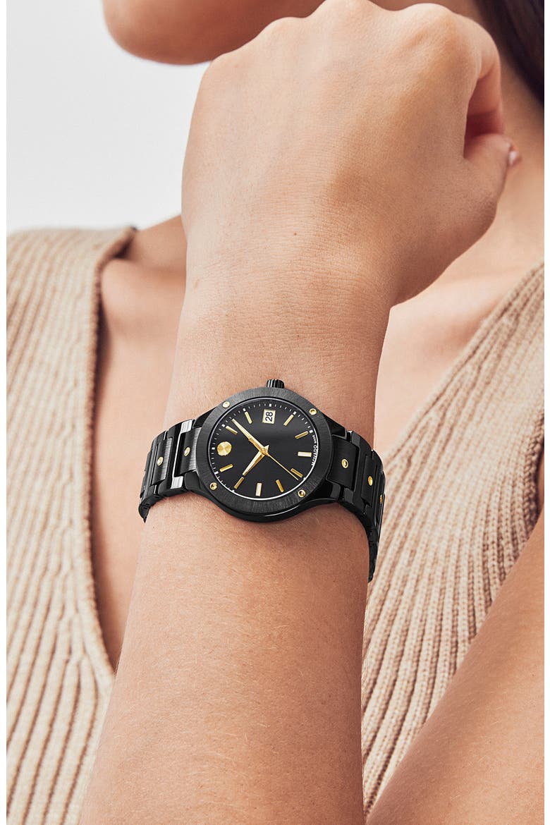 SE Ceramic Bracelet Watch, 32mm, Alternate, color, BLACK