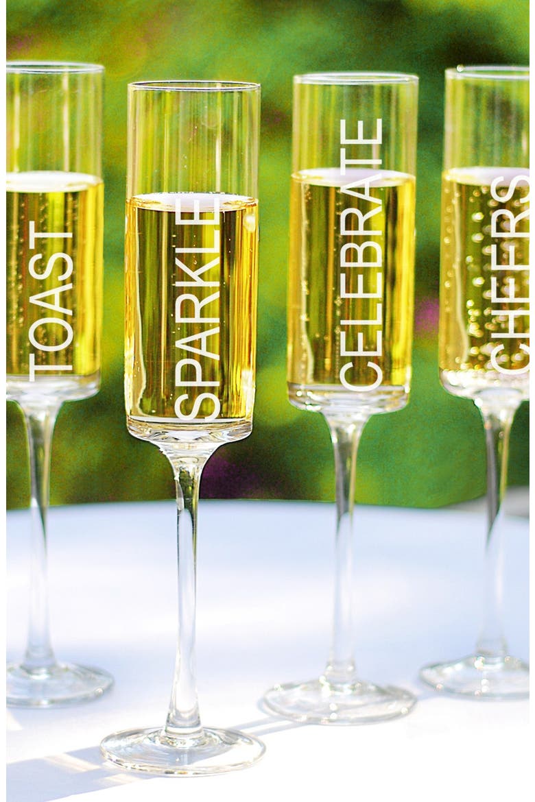 'Celebrate!' Contemporary Champagne Flutes, Main, color, NO COLOR