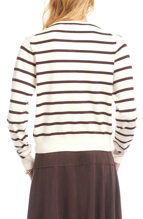 Karen Kane Stripe Cardigan In White