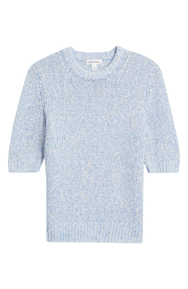 Nordstrom Elbow Sleeve Linen & Cotton Blend Sweater, Main, color, Blue Cornflower-Ivory Marl