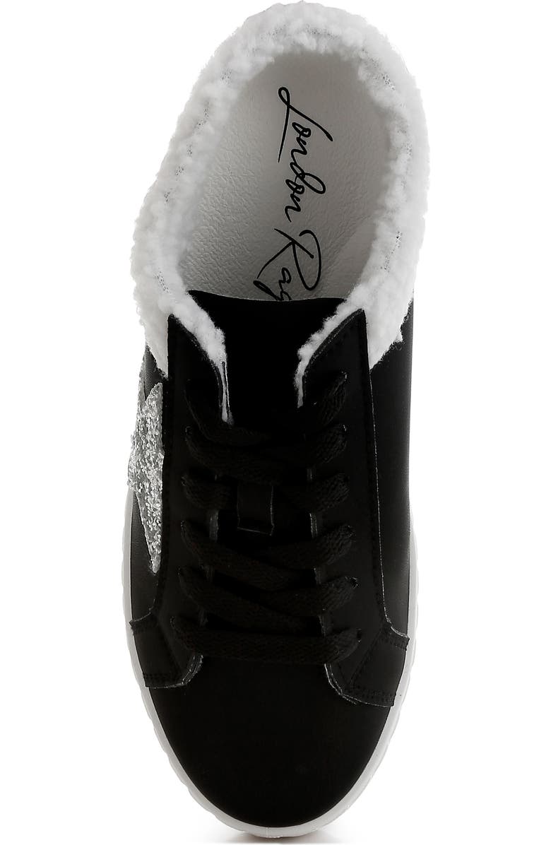 LONDON RAG Moxie Faux Shearling Trim Sneaker, Alternate, color, Black