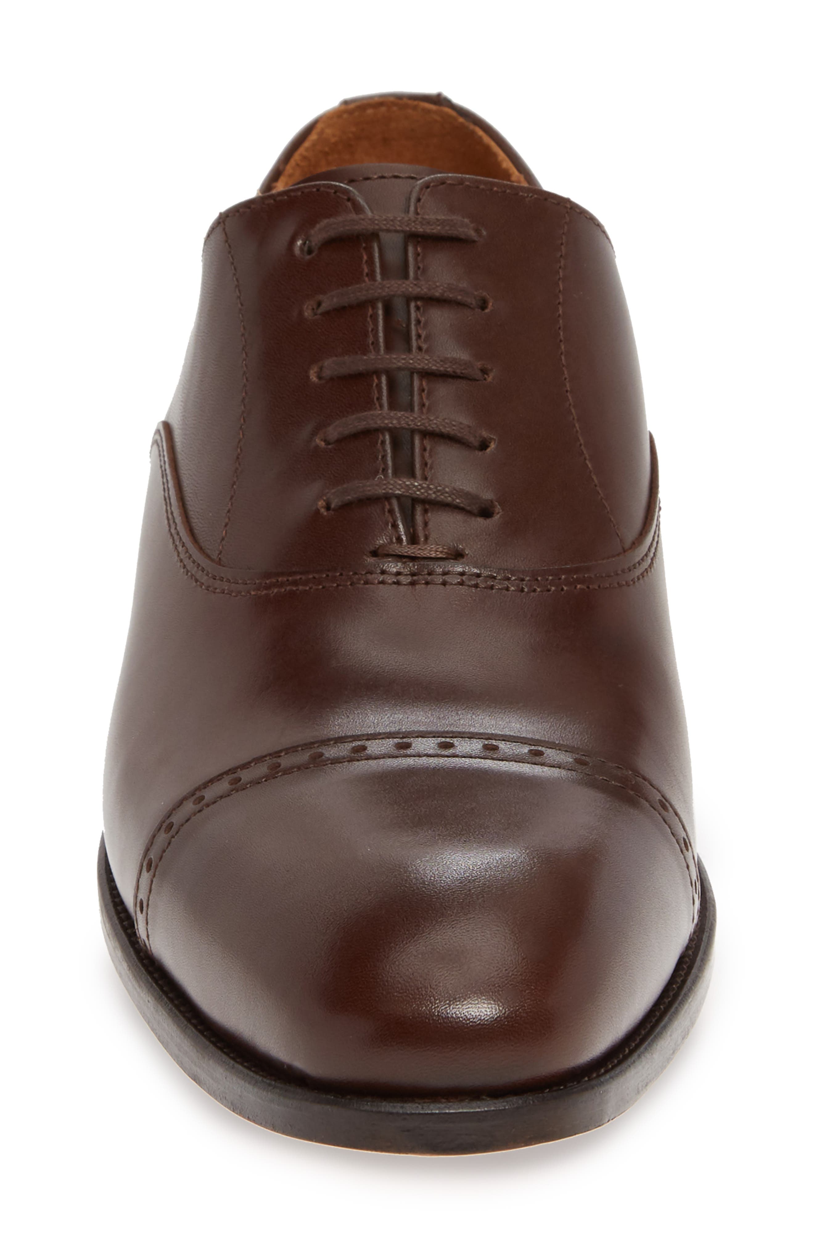 Walker Cap Toe Oxford, Alternate, color, BROWN LEATHER