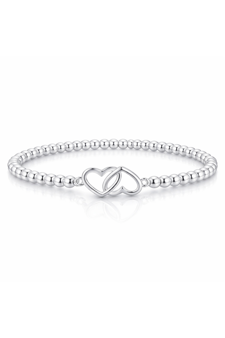 Beaded intertwined Heart Bracelet, Main, color, Silver