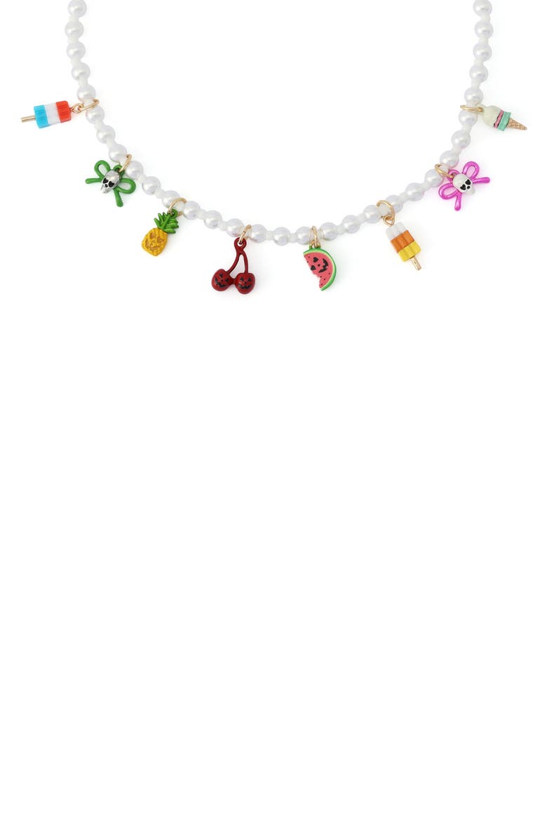 Summerween Charm Frontal Necklace, Alternate, color, PEARL