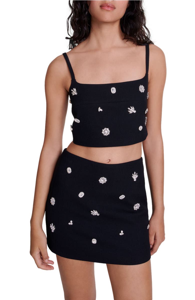 maje Diamanté effect skort, Alternate, color, 